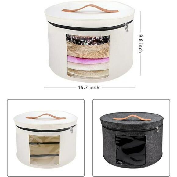 Large Hat Storage Box Foldable Felt Travel Organizer for Hats Toys Clothes - Picture 3 of 8